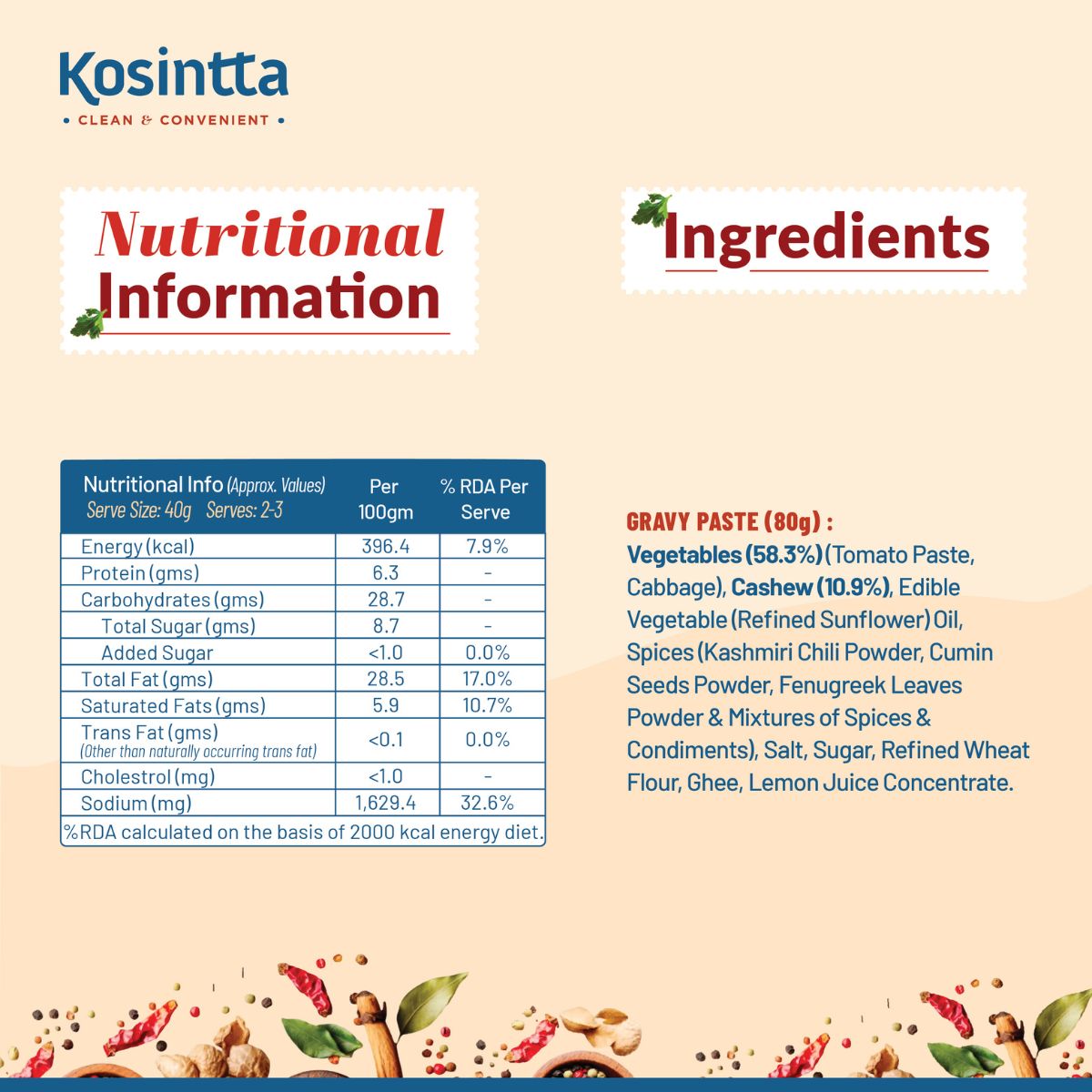 KOSINTTA® JAIN PANEER MAKHANI GRAVY PASTE