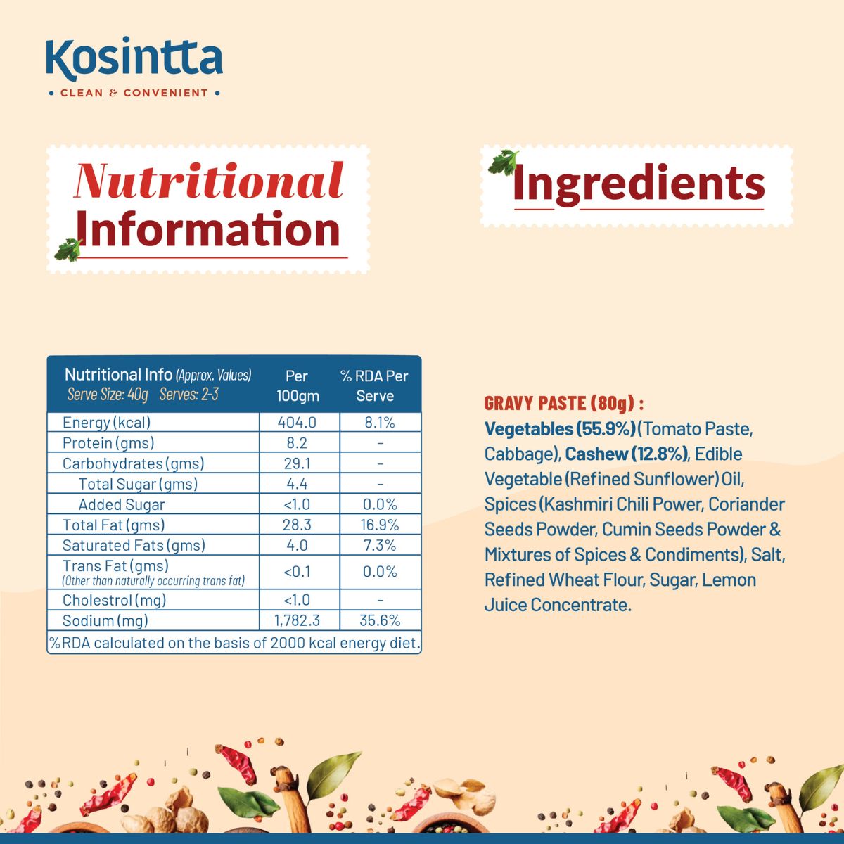 KOSINTTA® JAIN VEG KADHAI GRAVY PASTE