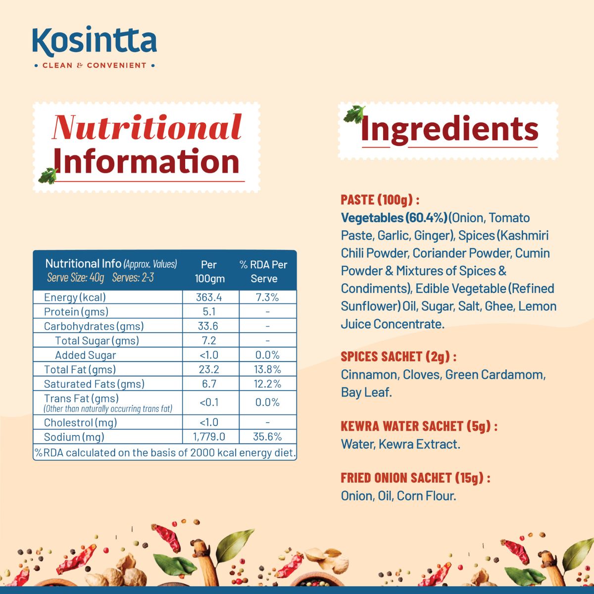 KOSINTTA® CHICKEN SHAHI BIRYANI PASTE