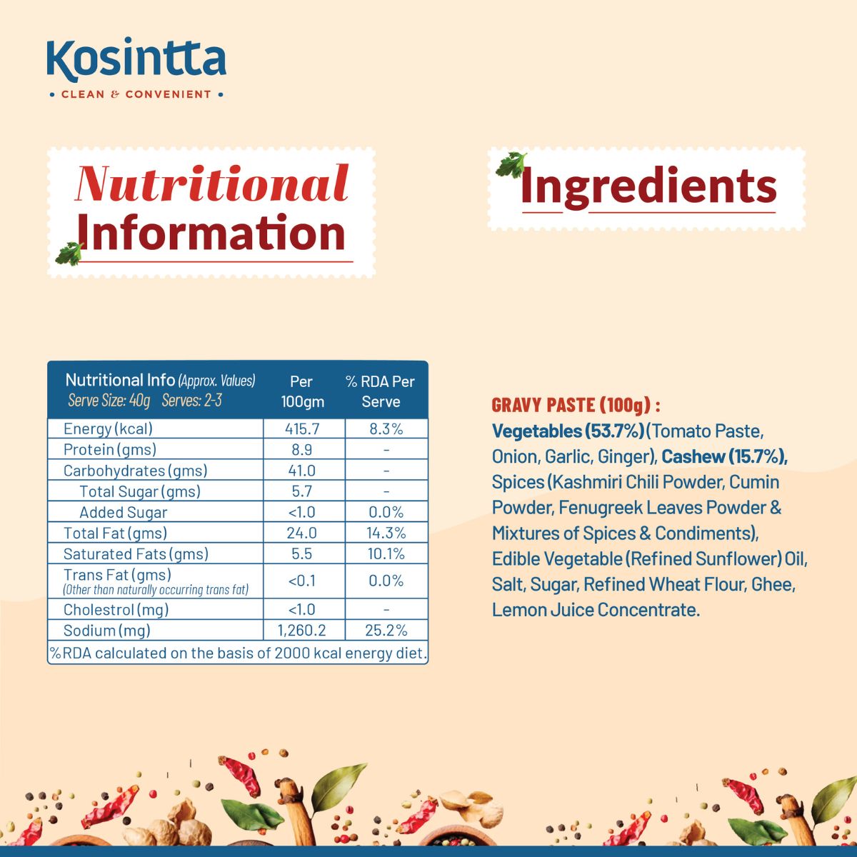 KOSINTTA® PANEER MAKHANI GRAVY PASTE